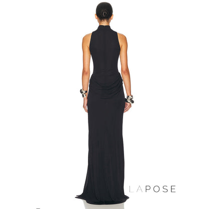 Nikole Mock Neck Ruched Maxi Dress