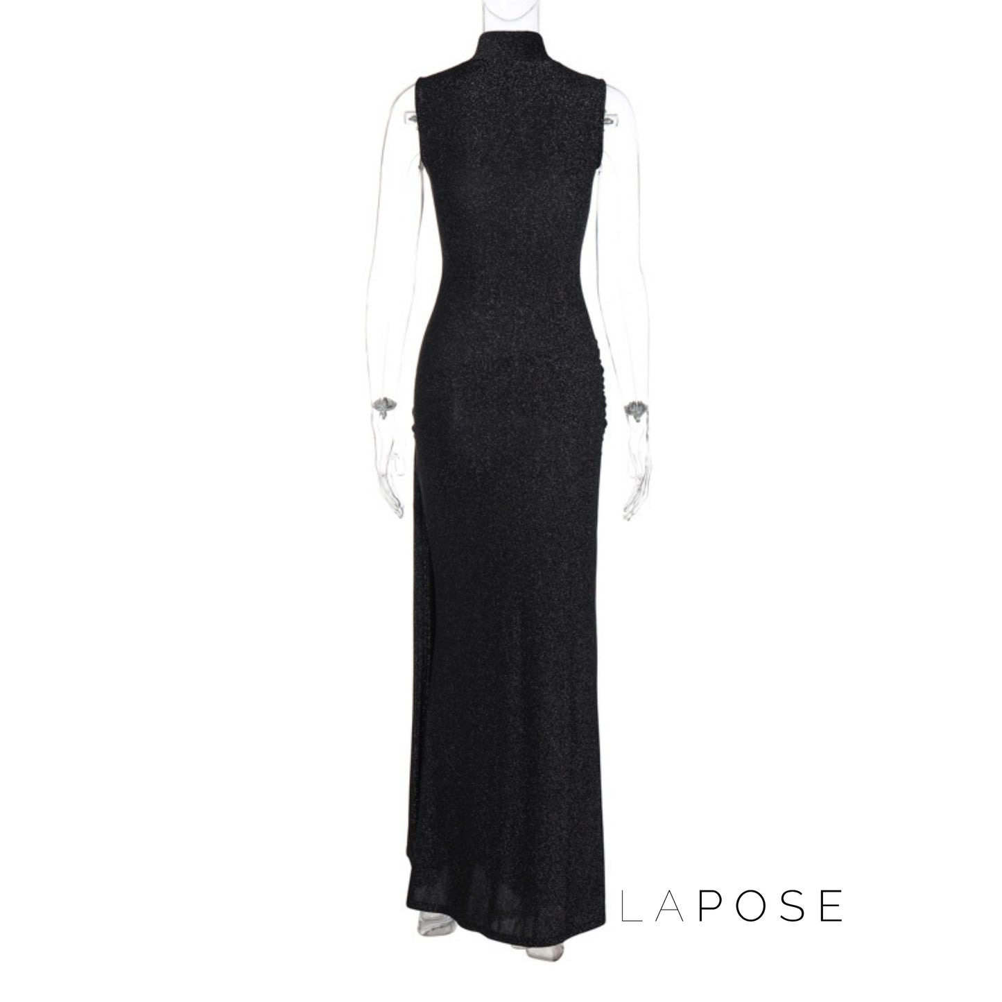 Niya Glitter High-neck Maxi Dress