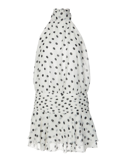 Polka Dot Halter Backless Mini Dress