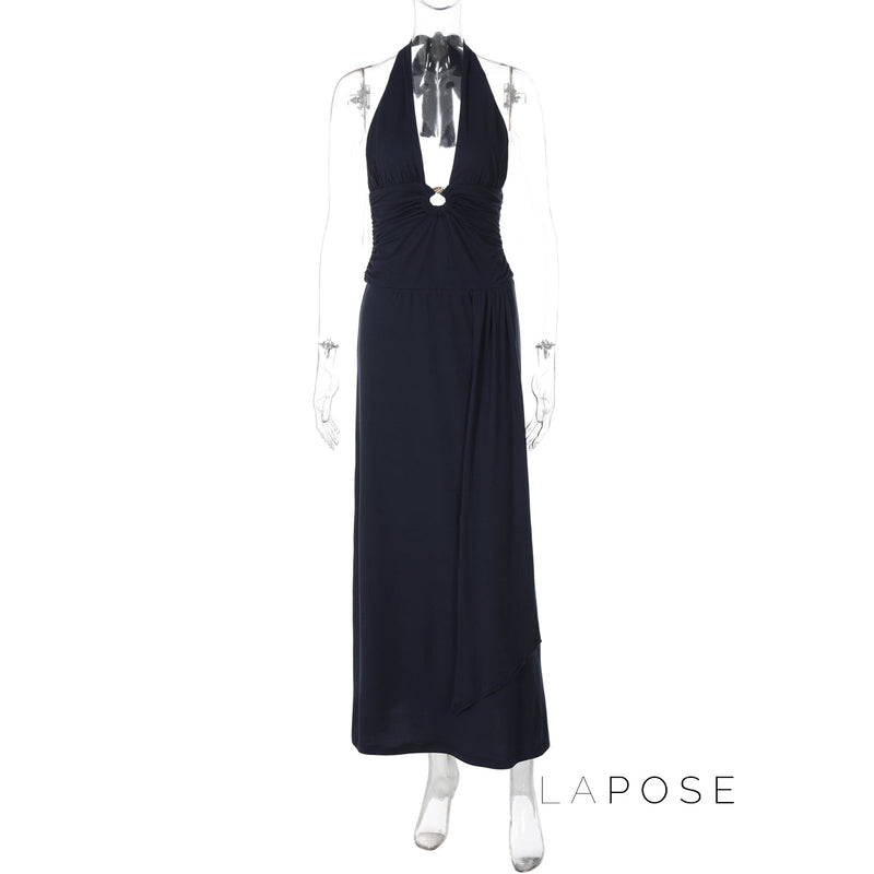 Raelee Halter Ruched Maxi Dress