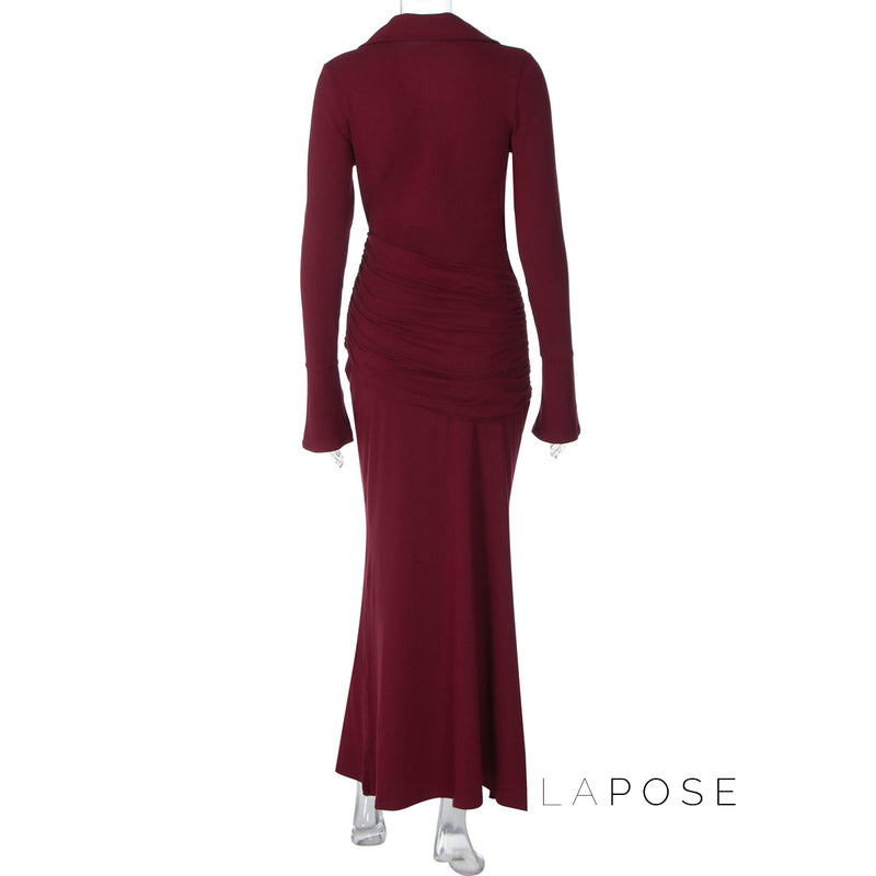 Sena Pleated Bodycon Midi Dress
