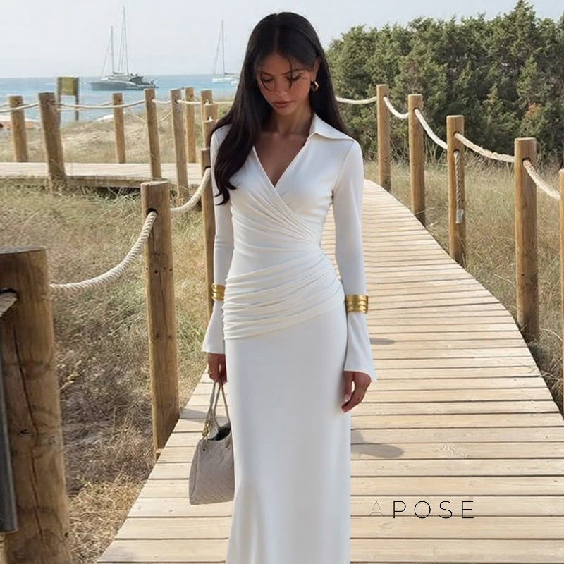 Sena Pleated Bodycon Midi Dress