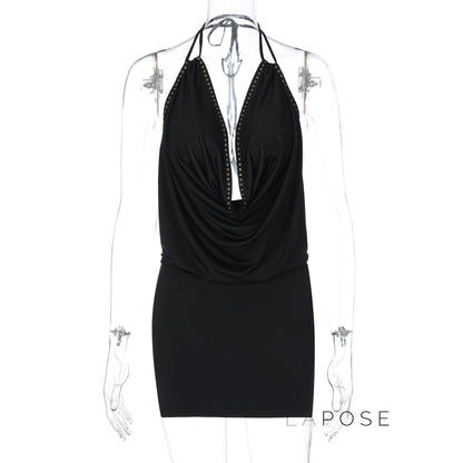 Serina Studded Halter Mini Dress