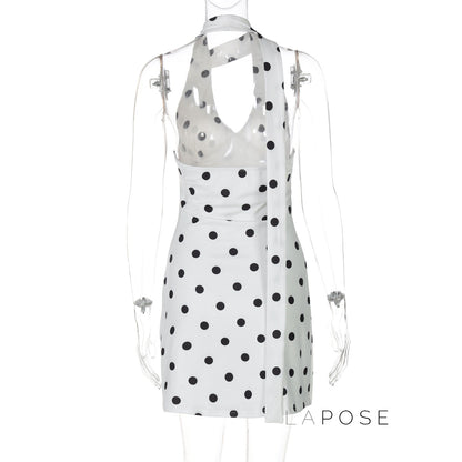 Svea Halter Polka Dot Mini Dress