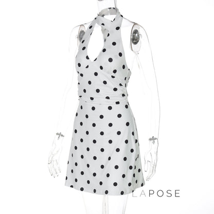 Svea Halter Polka Dot Mini Dress