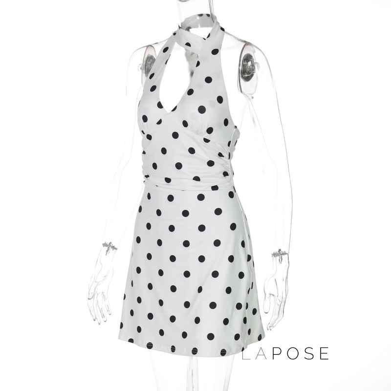 Svea Halter Polka Dot Mini Dress