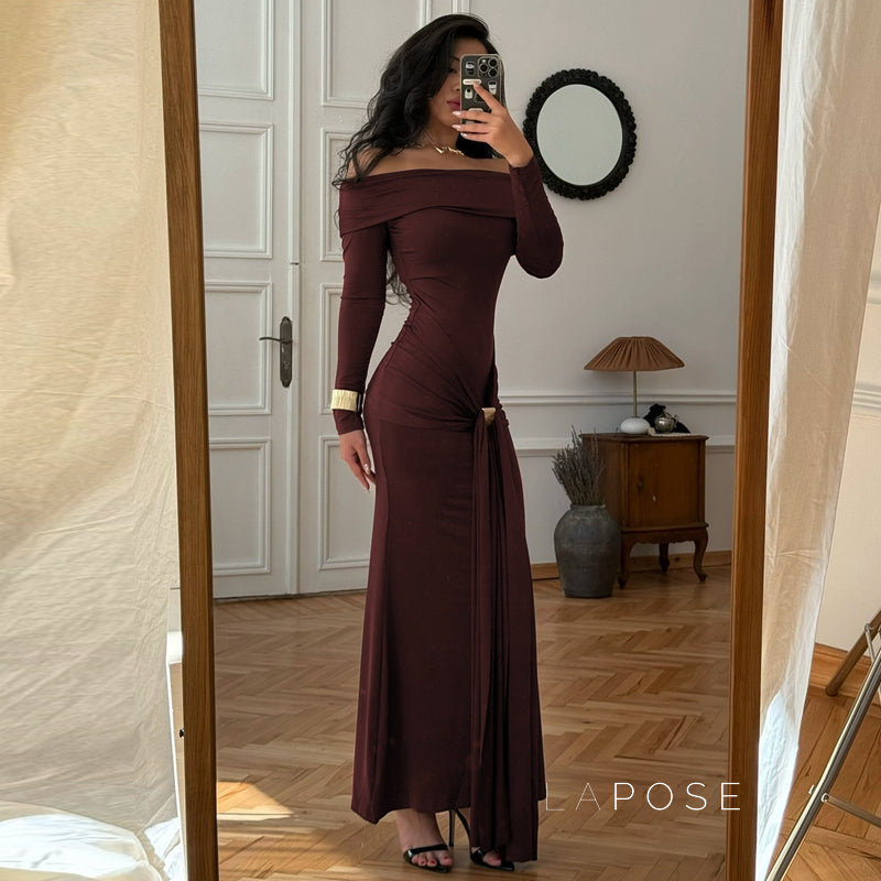 Swara Off-shoulder Tie Waist Dress
