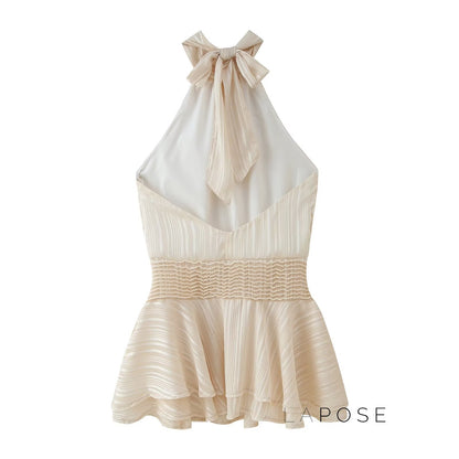 Winter Halter Satin Mini Dress