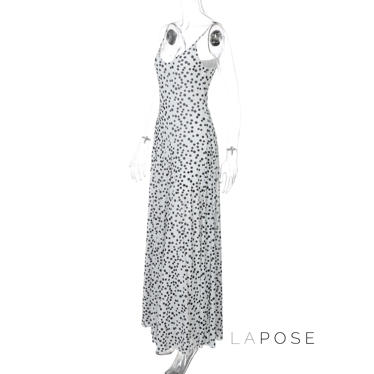 Zulema Polka Dot Mesh Midi Dress