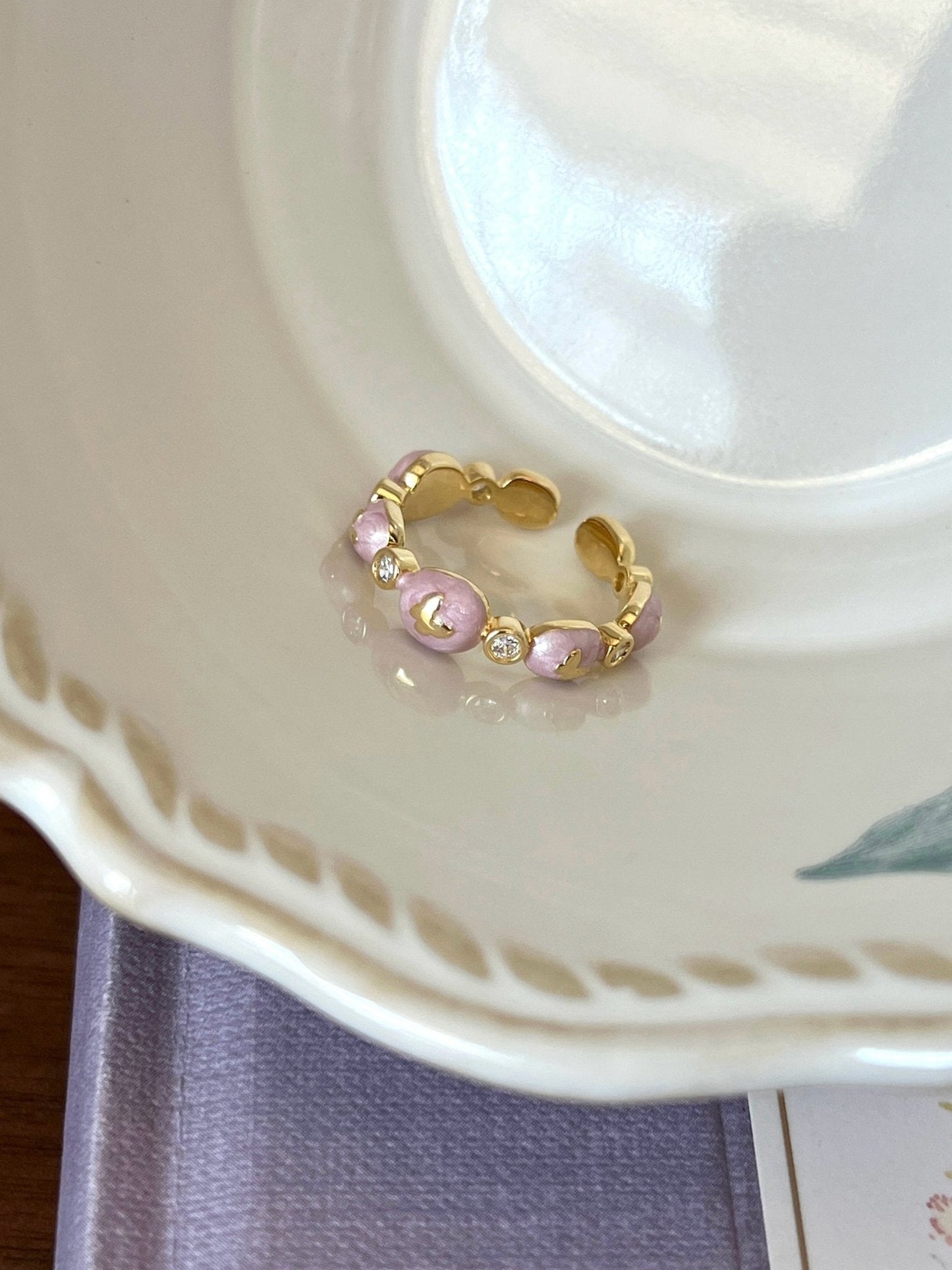 Lavender Butterfly Band Ring