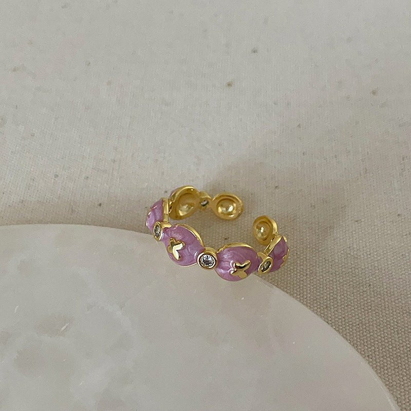 Lavender Butterfly Band Ring