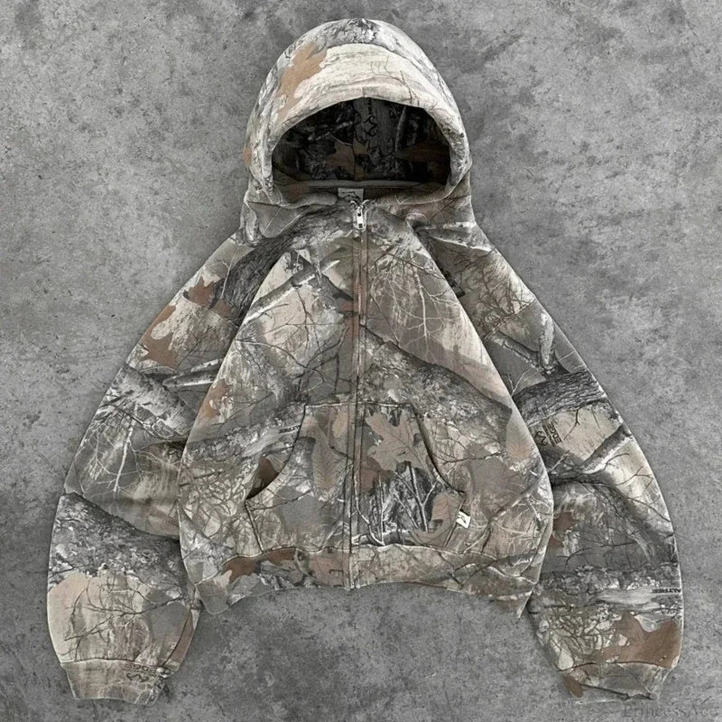 Leaf Camouflage Loose Sweatshirt Hoodie