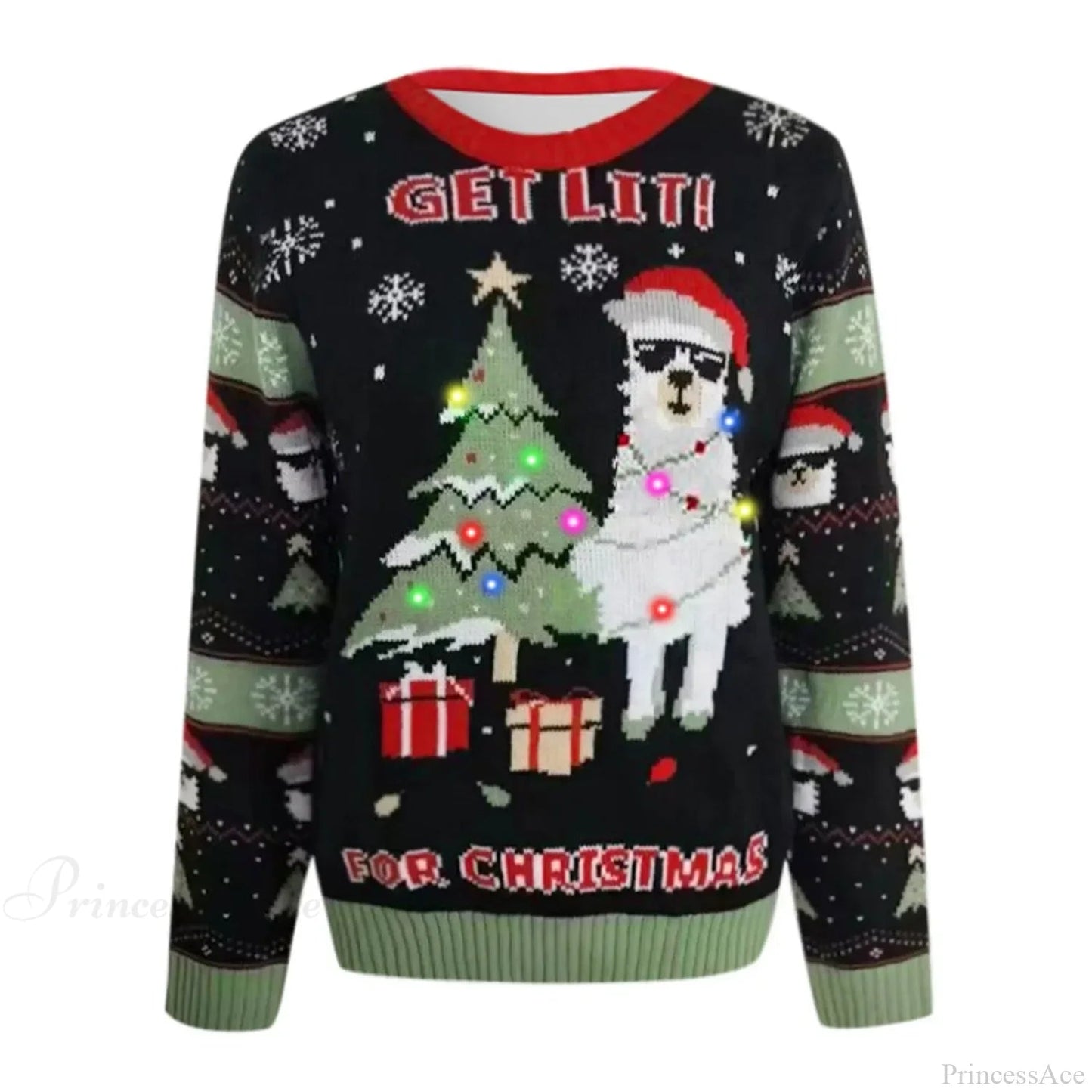 Led Light Jacquard Loose Christmas Knitted Pullover Christmas Sweater