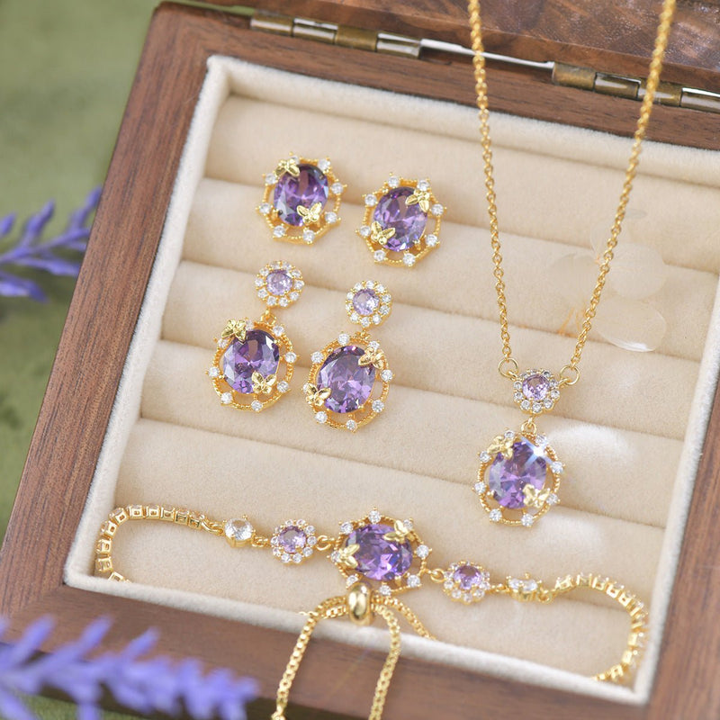 Lilac Butterfly Drop Earrings