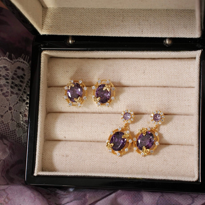 Lilac Butterfly Drop Earrings