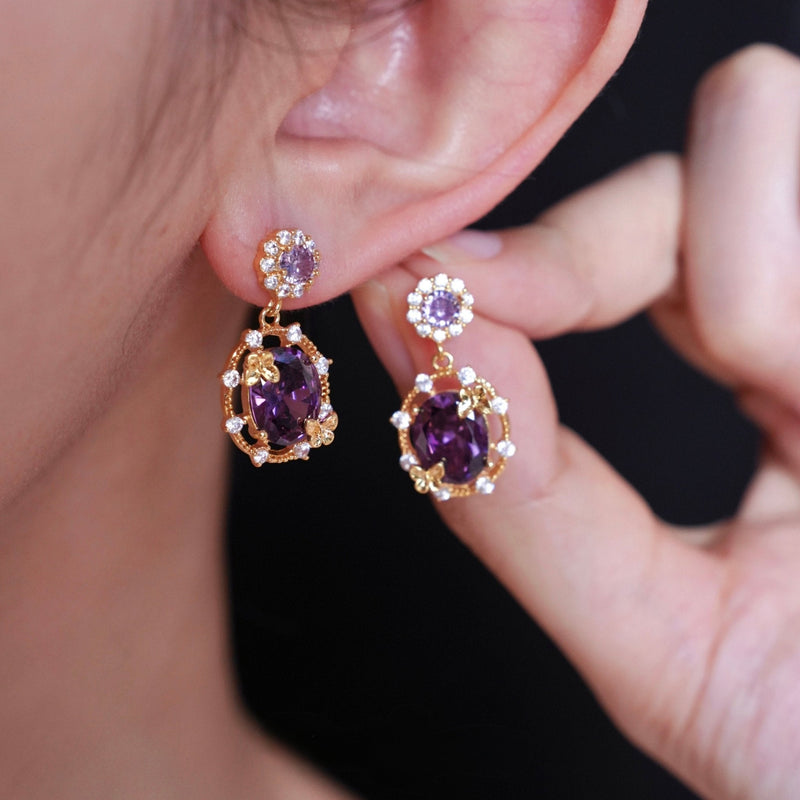 Lilac Butterfly Drop Earrings