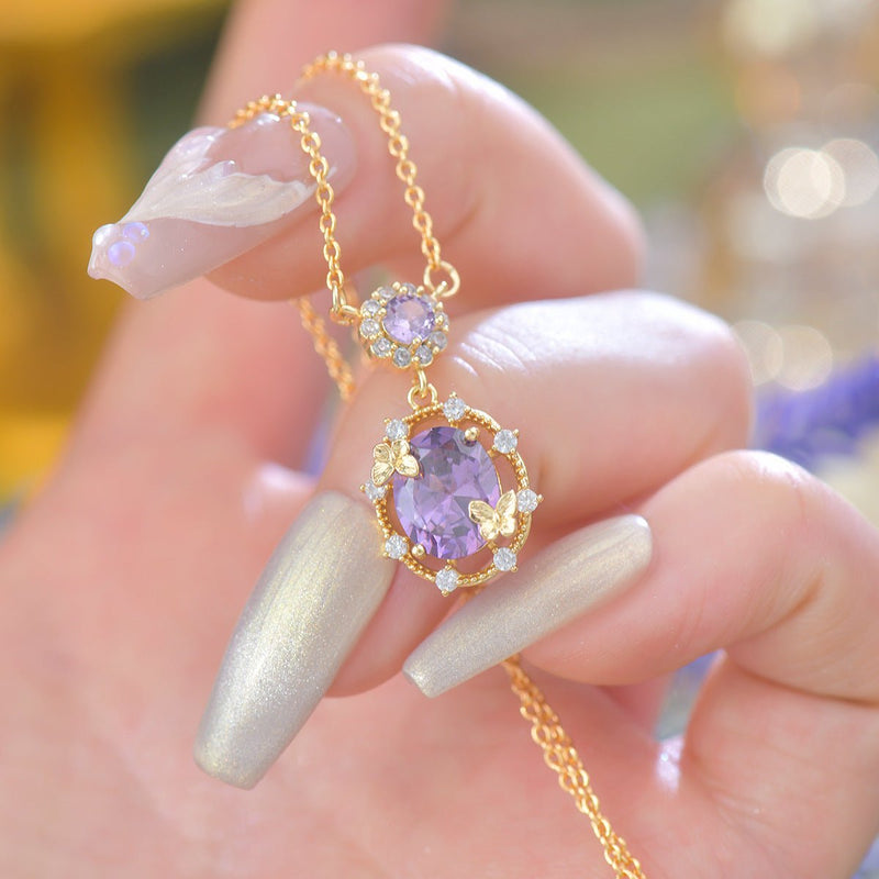 Lilac Butterfly Necklace