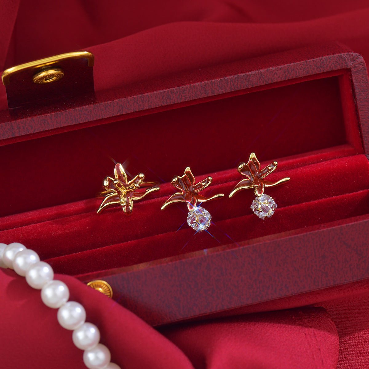 Lily of Burgundy Earrings