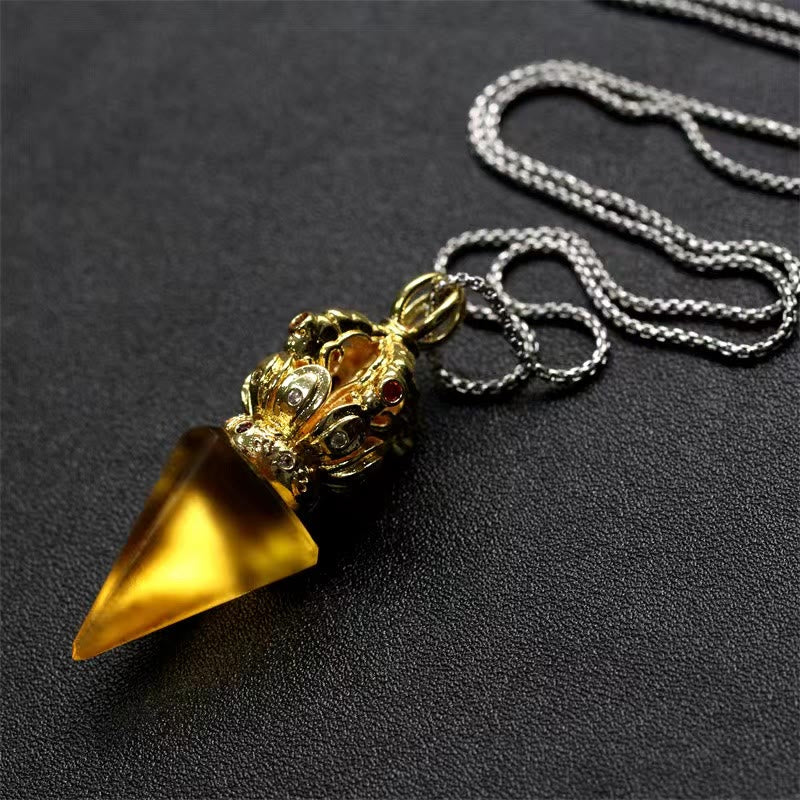 Liuli Crystal Dorje Vajra Spiritual Strength Necklace