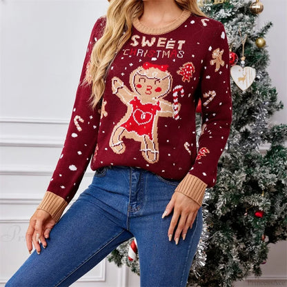 Loose Christmas Print Warm Long Sleeve Knit Christmas Sweater