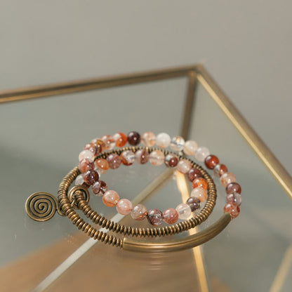 Love and Forgiveness Bracelet With Purple Phantom, Red Hematoid & Green Rutilated Quartz