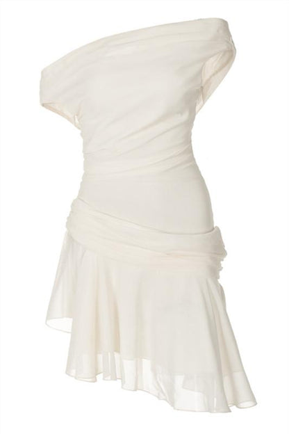 Marina One-shoulder Chiffon Mini Dress