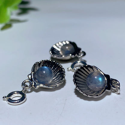 Mini Silver Shell Pendant With Crystal 12mm Healing Necklace