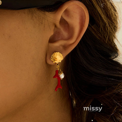 Jasper Cross Pearl Drop Earrings