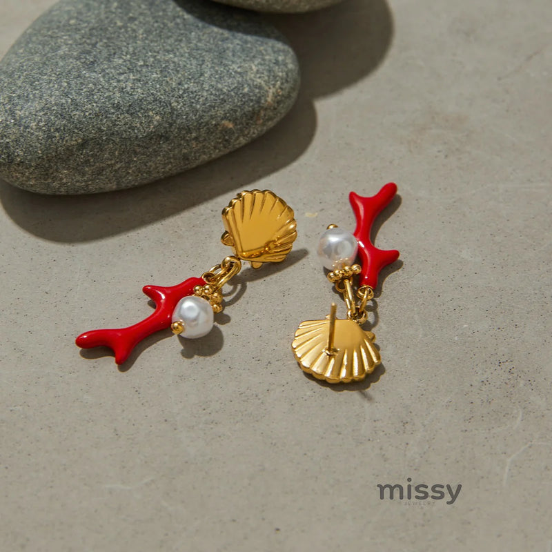 Jasper Cross Pearl Drop Earrings
