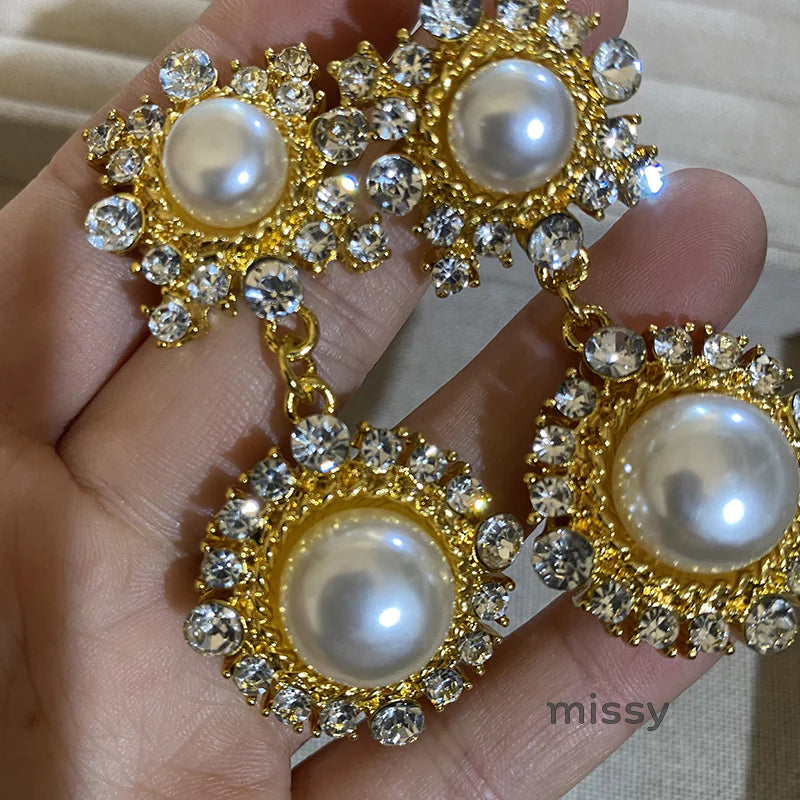 Jemimah Pearl Diamond Drop Earrings