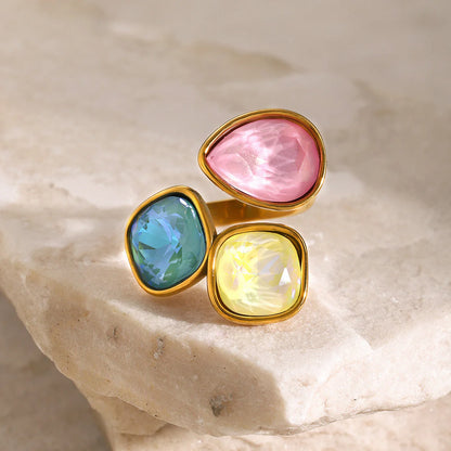 Leeann Multi-color Rhinestone Open Ring