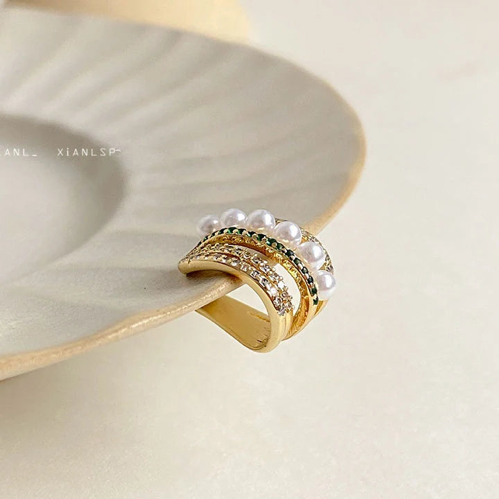 Multi-layer Pearl Zircon Ear Cuffs