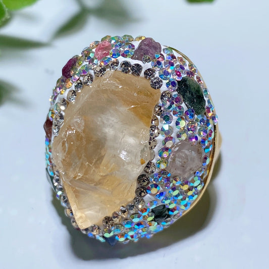 Mixed Crystal Healing Rings | Raw Stones 1.1 Inch - Spiritual