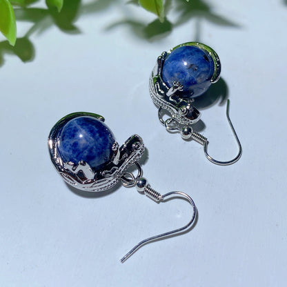 Mixed Crystal Lizard Earrings With Healing Stones 1.5 Inch