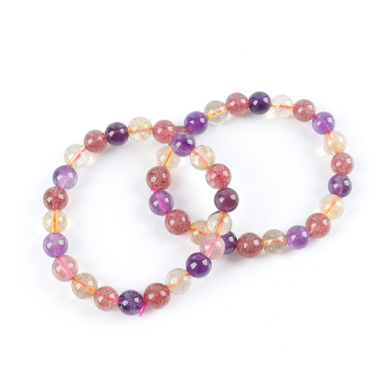 Mixed Quartz Crystal Bracelet 8mm-9mm Energy Healing Jewelry