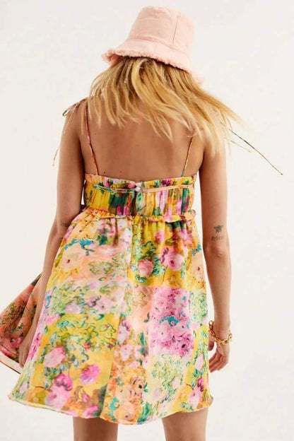 Mona Printed Chiffon Mini Dress