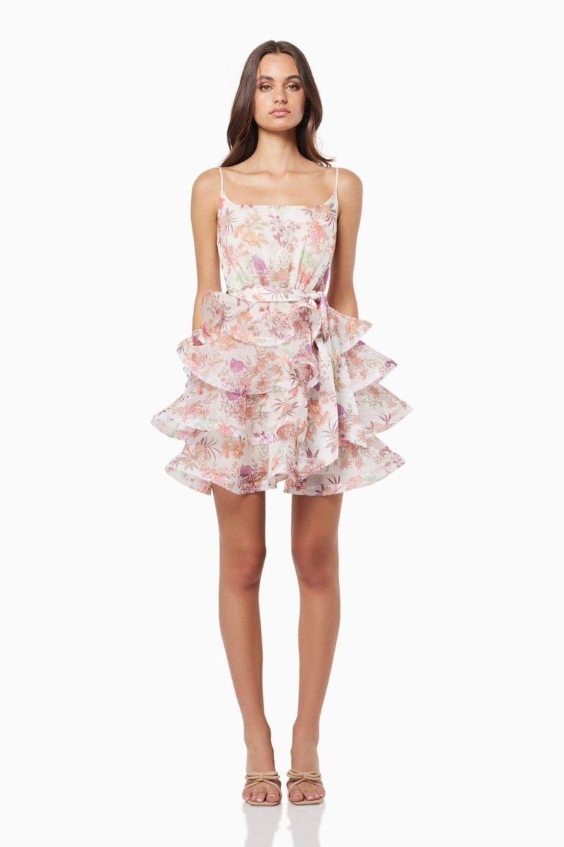 Monica Printed Ruffle Mini Dress