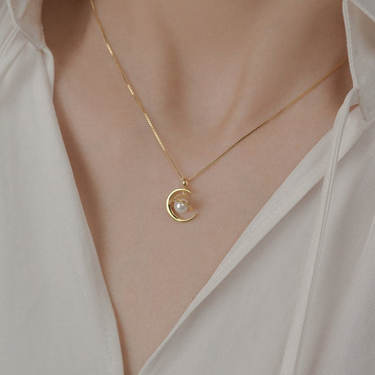 Moon and Saturn Necklace