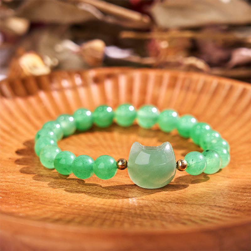 Multi-stone Crystal Cat Head Bracelet for Healing