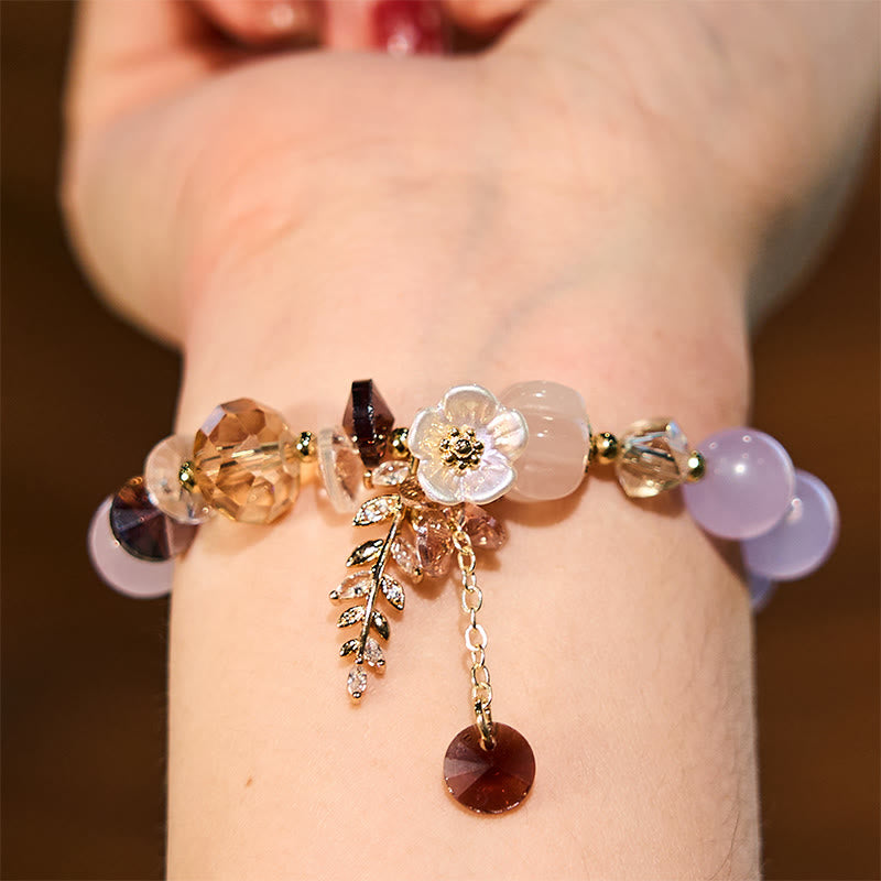 Multi-stone Healing Bracelet With Flower Accents