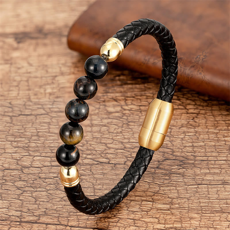 Multi-stone Protection Leather Bracelet