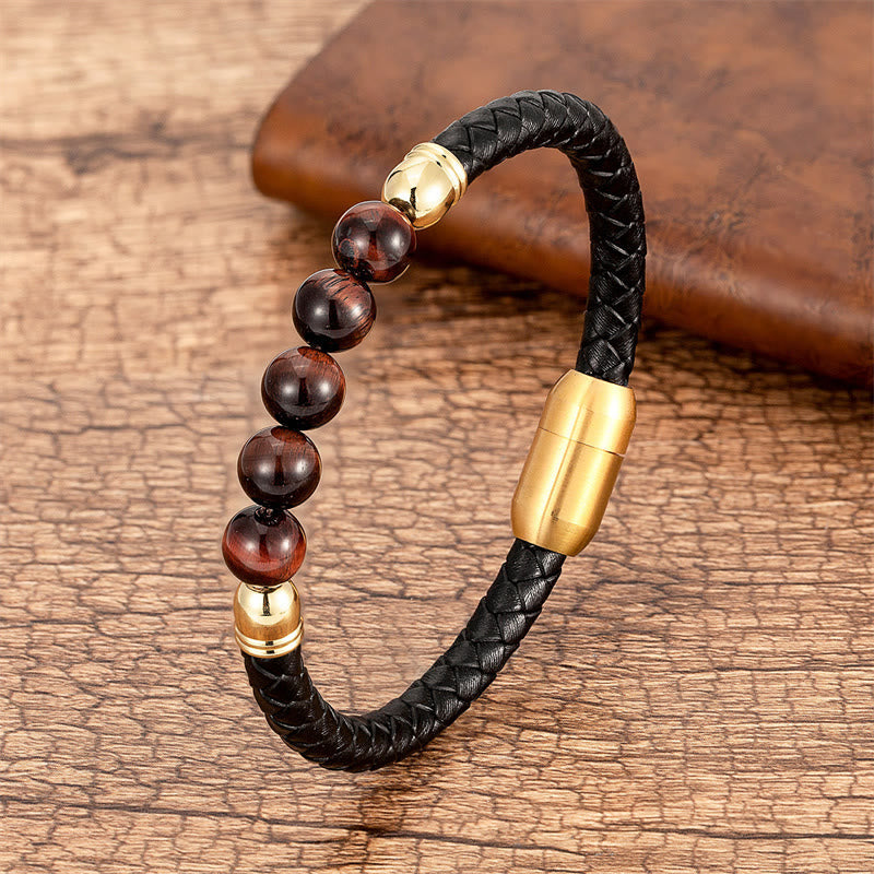 Multi-stone Protection Leather Bracelet