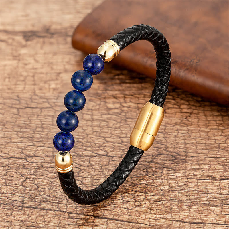Multi-stone Protection Leather Bracelet