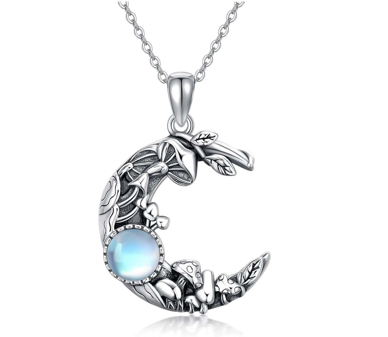 Dainty Moonstone Mushroom Necklace