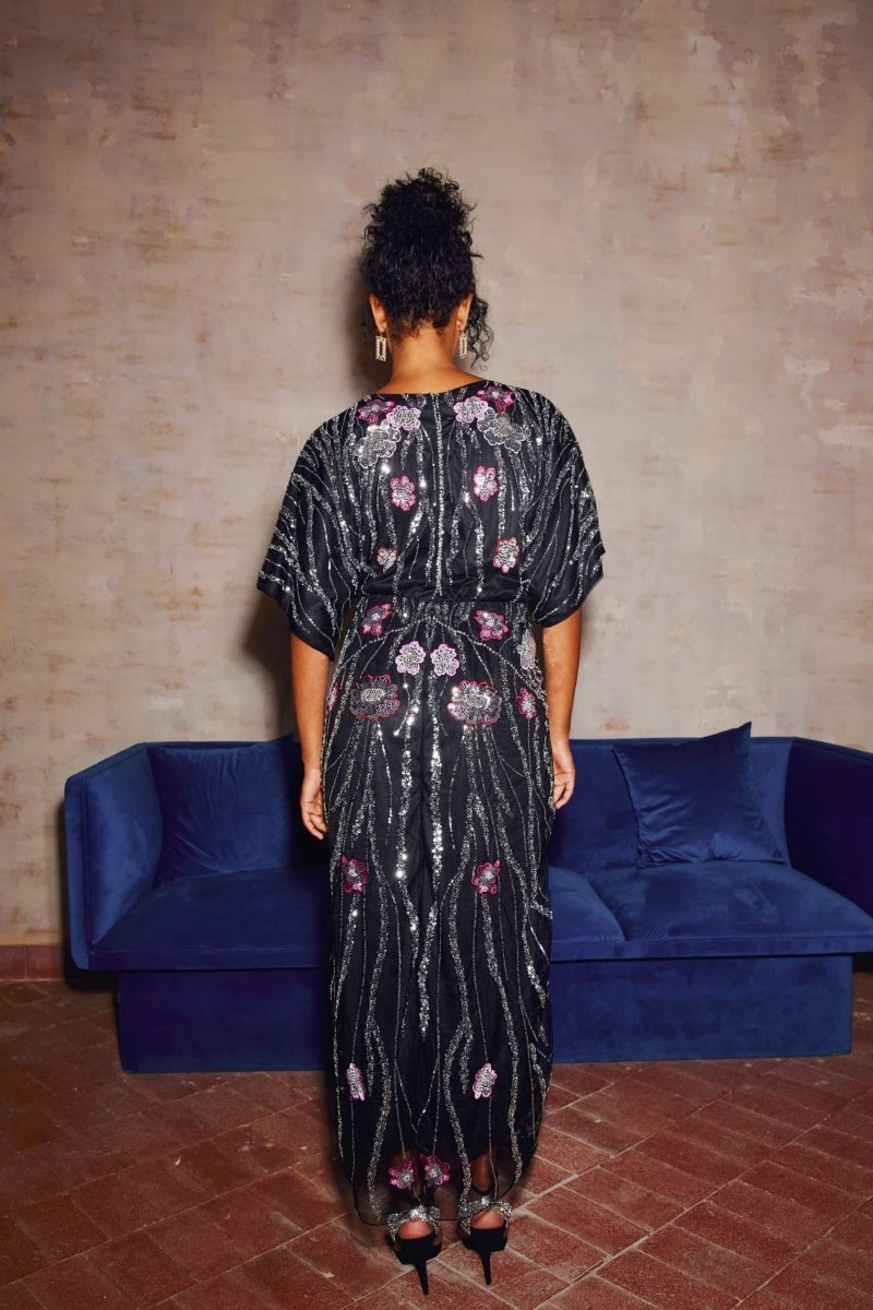 Nina Embroidered Sequins Maxi Dress