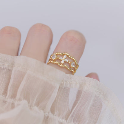 [] Opal Blossom Ring Set