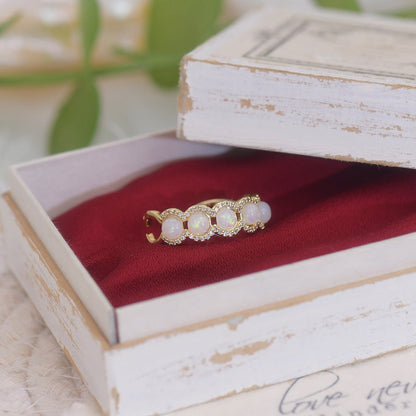 [] Opal Blossom Ring Set