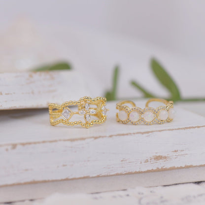 [] Opal Blossom Ring Set