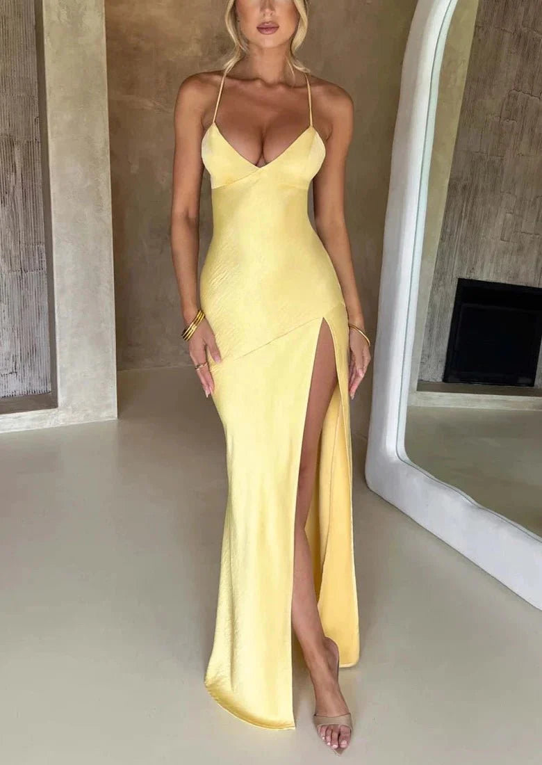 Orianna Backless Maxi Dress - Yellow