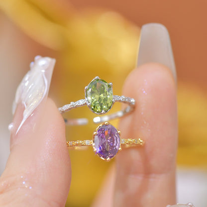 Oval Peridot Ring in Silver
